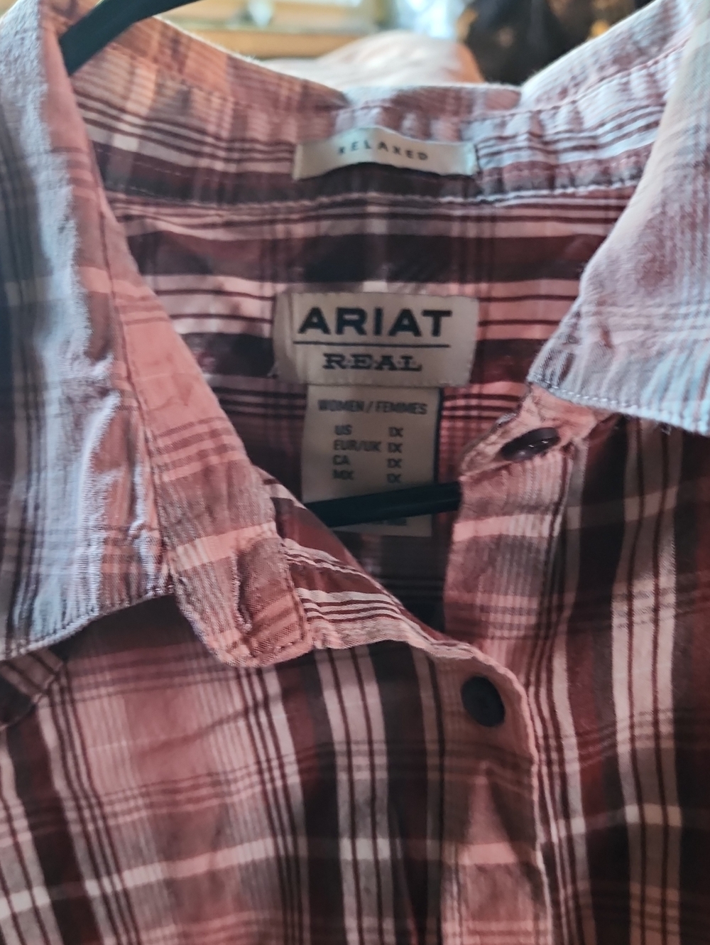 Ariat Pink and Burgundy Plaid Button-Down Shirt